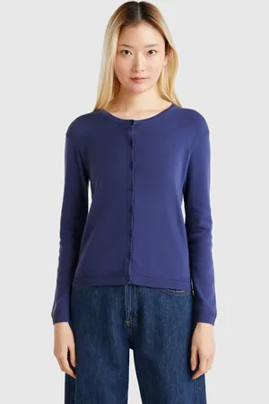 Benetton Cardigan Mit Rundem Ausschnitt Aus Reiner Baumwolle