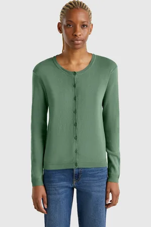 Benetton Cardigan Mit Rundem Ausschnitt Aus Reiner Baumwolle