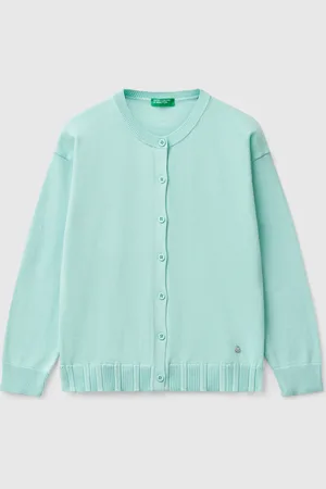 Benetton Strickjacke Mit Rundhalsausschnitt Aus Reiner Baumwolle