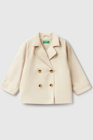 Benetton Kurzer Zweireihiger Trenchcoat