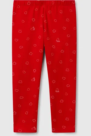 Benetton Rote Leggings Mit Herzdruck