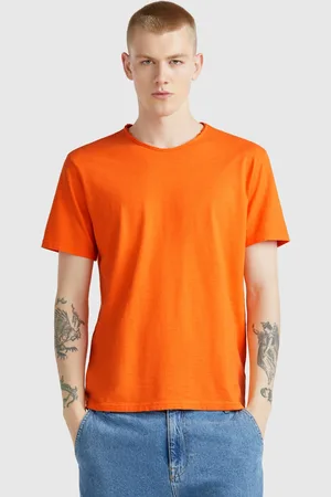 Benetton T-shirt In Bernsteinfarbe Aus Geflammter Baumwolle
