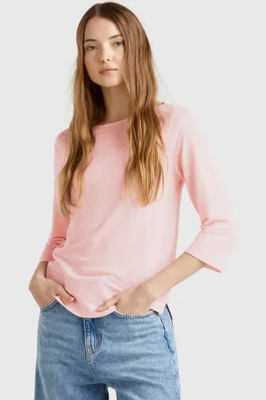 Benetton T-shirt Mit 3/4-ärmeln Aus Reinem Leinen