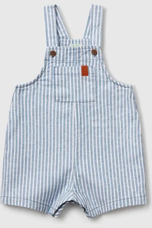 Benetton Gestreifte Latzhose Aus Leinenmischung
