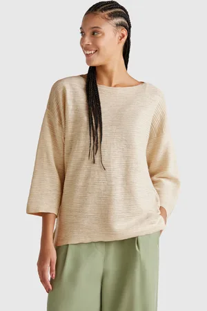 Benetton Pullover Aus Leinenmischung Mit 3/4-ärmeln