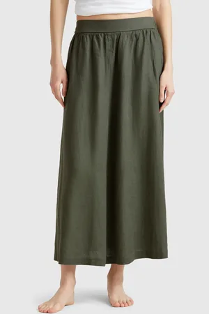 Benetton Langer Rock Aus Reinem Leinen