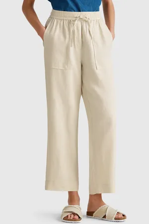 Benetton Hose Aus Reinem Leinen Mit Gummizug