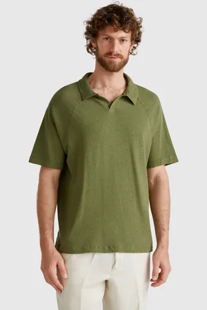 Benetton Poloshirt Aus Leinenmischung
