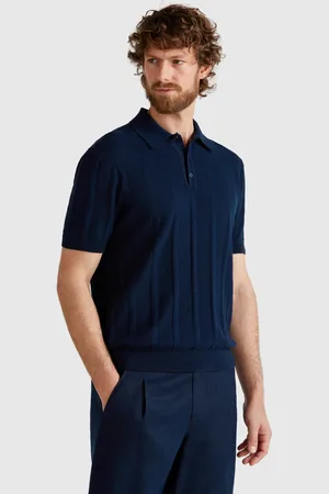 Benetton Gestricktes Poloshirt Aus Leinenmischung