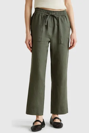 Benetton Hose Aus Reinem Leinen Mit Gummizug