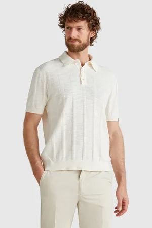 Benetton Gestricktes Poloshirt Aus Leinenmischung