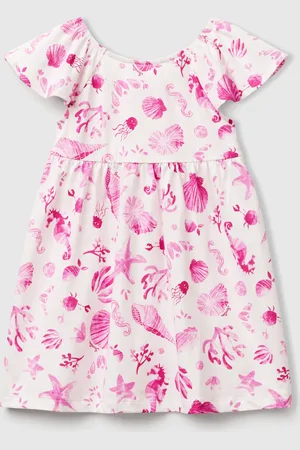 Benetton Weißes Kleid Mit Rosa Muscheln