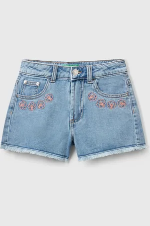 Benetton Jeansshorts Mit Blumenstickerei