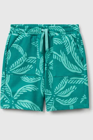 Benetton Grüne Shorts Mit Tropischem Aufdruck