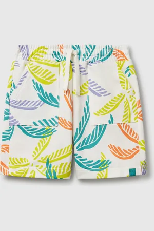 Benetton Weiße Shorts Mit Tropischem Aufdruck