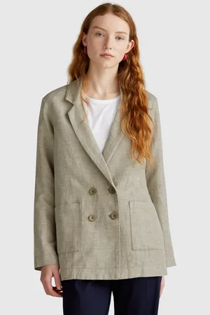 Benetton Zweireihige Jacke Aus Leinenmischung