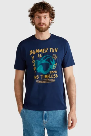 Benetton Mitternachtsblaues T-shirt Mit Grafik