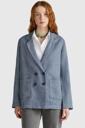Benetton Zweireihige Jacke Aus Leinenmischung
