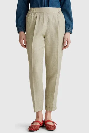 Benetton Karierte Hose Aus Leinenmischung