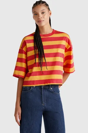 Benetton Gestreiftes T-shirt In Und Fuchsia