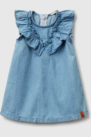 Benetton Chambray-kleid Mit Rüschen