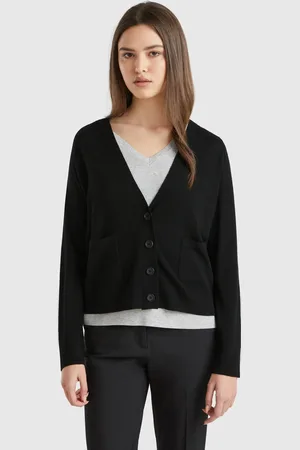 Benetton Strickjacke Aus Reiner Merinowolle