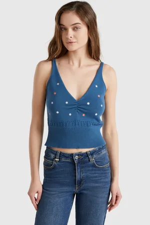 Benetton Gestricktes Tanktop Mit Blumenstickerei