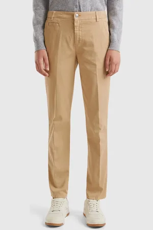 Benetton Slim Fit Chinohose Aus Beigefarbener Baumwolle