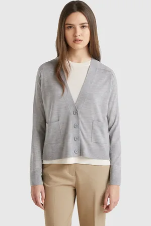 Benetton Strickjacke Aus Reiner Merinowolle