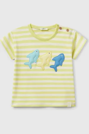 Benetton Gestreiftes T-shirt Mit Hai-patch