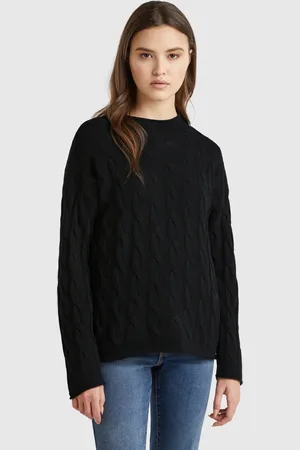 Benetton Pullover Mit Zopfmuster Aus Gemischtem Cashmere