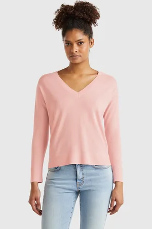 Benetton Pullover Mit V-ausschnitt Aus Reiner Merinowolle