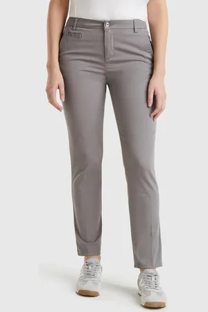 Benetton Slim Fit Chinohose Aus Grauer Baumwolle