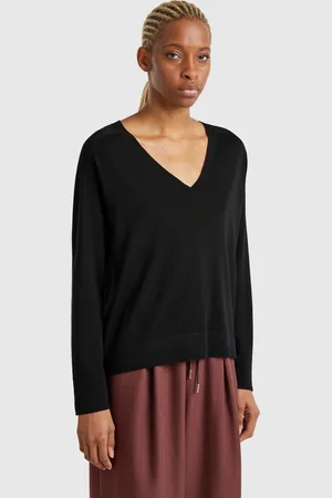 Benetton Pullover Mit V-ausschnitt Aus Reiner Merinowolle