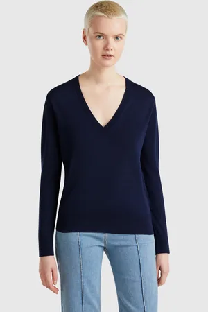 Benetton Pullover Mit V-ausschnitt Aus Seidenmischung
