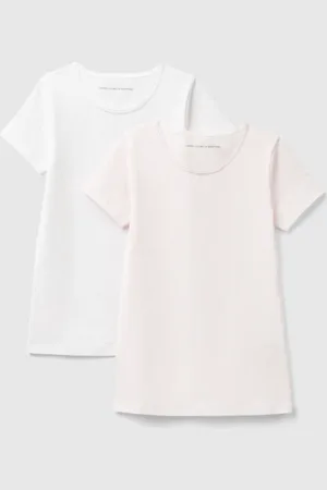 Benetton Zwei T-shirts Aus Stretchiger Baumwolle