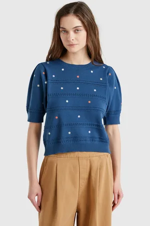 Benetton Pullover Mit Gestickten Blumen