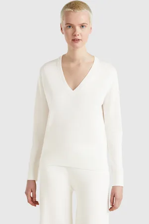 Benetton Pullover Mit V-ausschnitt Aus Seidenmischung