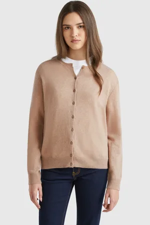 Benetton Rundhals-cardigan In Aus Reiner Merinowolle