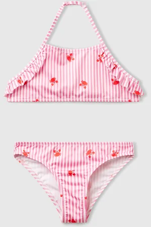Benetton Gestreifter Strandbikini Mit Krabben