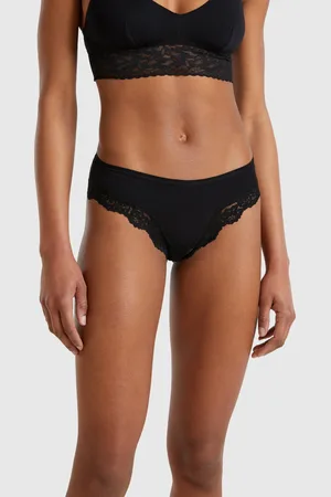 Benetton Hoher Slip Mit Spitzeneinsätzen