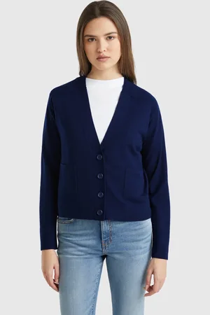 Benetton Strickjacke Aus Reiner Merinowolle