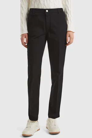 Benetton Slim Fit Chinohose Aus Schwarzer Baumwolle
