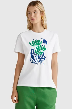 Benetton Normales T-shirt Mit Blumendruck
