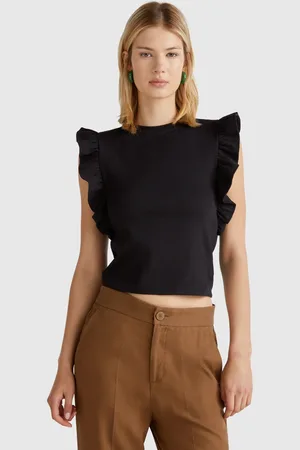 Benetton Schmal Geschnittenes T-shirt Mit Rüschen