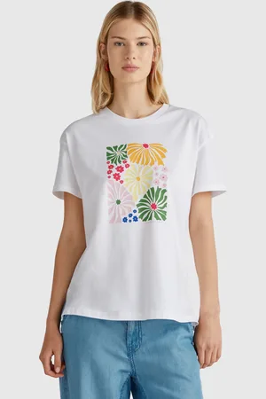 Benetton Normales T-shirt Mit Blumendruck