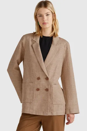 Benetton Zweireihige Jacke Aus Leinenmischung