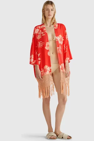 Benetton Kimono-pullover Mit Blumendruck