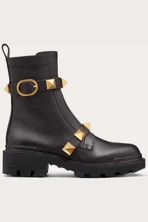 VALENTINO GARAVANI COMBAT BOOTS ROMAN STUD AUS KALBSLEDER 40 MM Frau 36.5