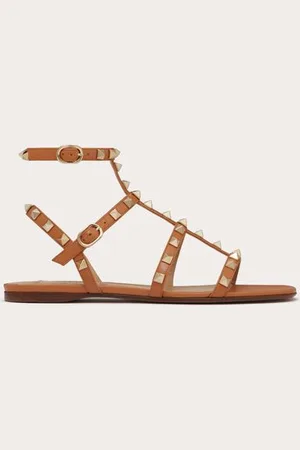 VALENTINO GARAVANI FLACHE RIEMCHENSANDALEN ROCKSTUD AUS KALBSLEDER Frau 35.5